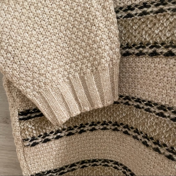 Vintage Oversized Crew Neck Striped Knit Beige Sweater - Picture 8 of 13